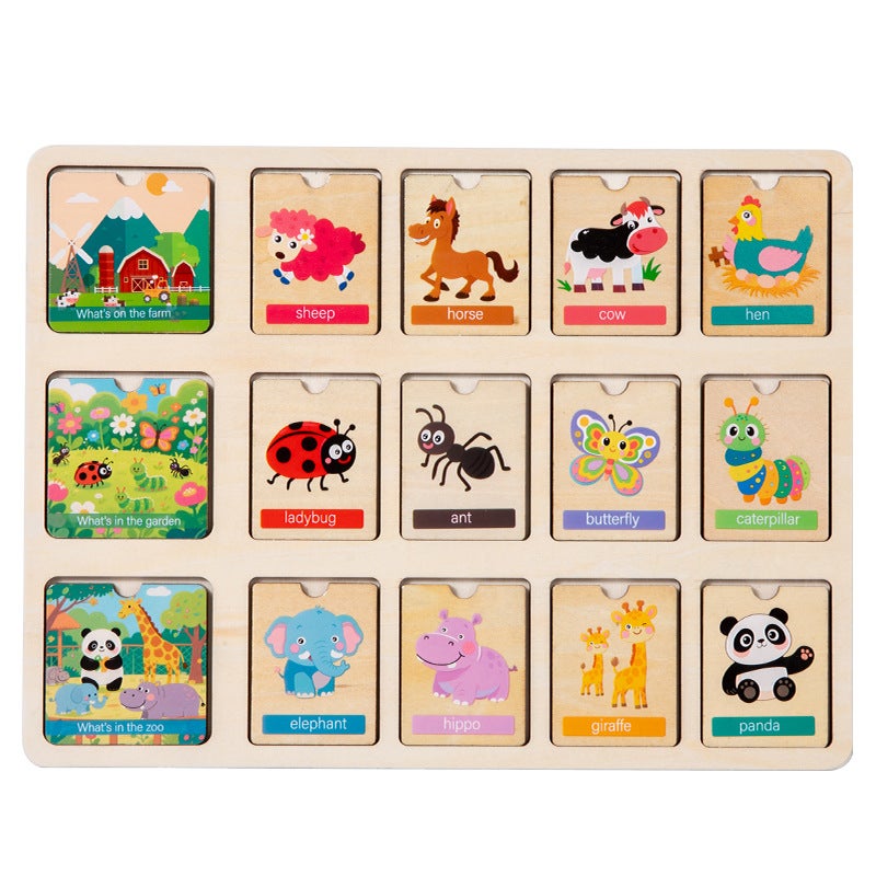 Wooden Early Childhood Education Logical Thinking Puzzle Matching Board Animal Fruit Cognitive Puzzle Educational Toy - Image 1